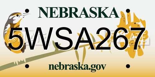 5WSA267 Nebraska License Plate