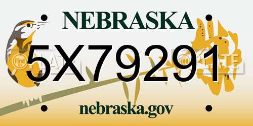 5X79291 Nebraska License Plate