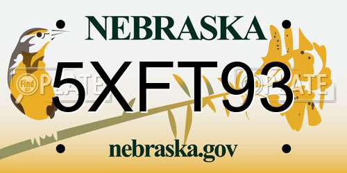 5XFT93 Nebraska License Plate