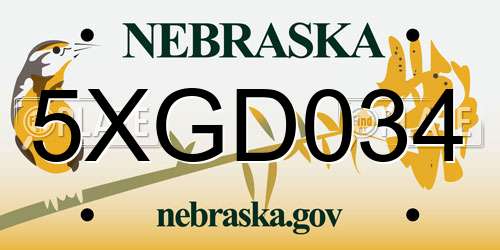 5XGD034 Nebraska License Plate