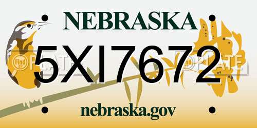 5XI7672 Nebraska License Plate