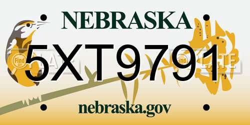 5XT9791 Nebraska License Plate