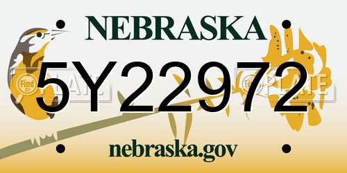 5Y22972 Nebraska License Plate