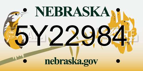5Y22984 Nebraska License Plate