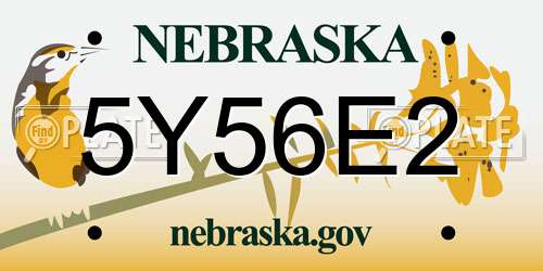 5Y56E2 Nebraska License Plate