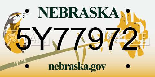 5Y77972 Nebraska License Plate