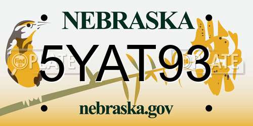 5YAT93 Nebraska License Plate