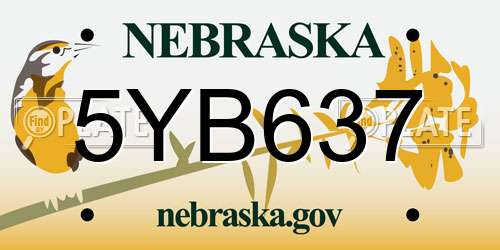 5YB637 Nebraska License Plate