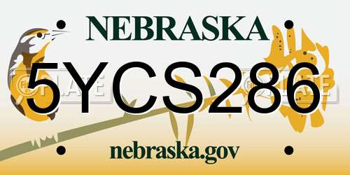 5YCS286 Nebraska License Plate