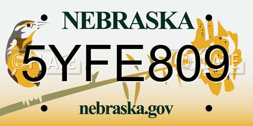 5YFE809 Nebraska License Plate