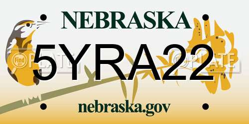 5YRA22 Nebraska License Plate