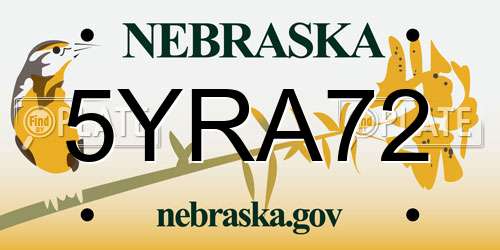 5YRA72 Nebraska License Plate
