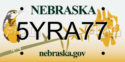 5YRA77 Nebraska License Plate