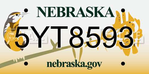 5YT8593 Nebraska License Plate
