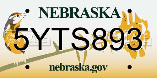5YTS893 Nebraska License Plate
