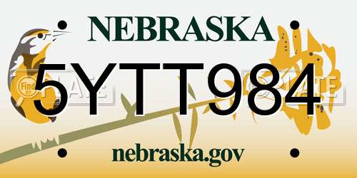 5YTT984 Nebraska License Plate