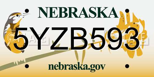 5YZB593 Nebraska License Plate