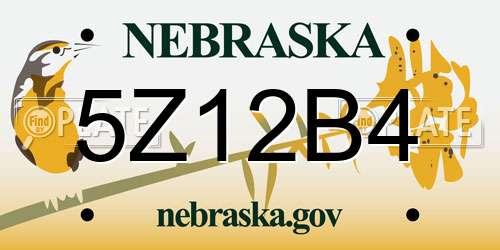 5Z12B4 Nebraska License Plate