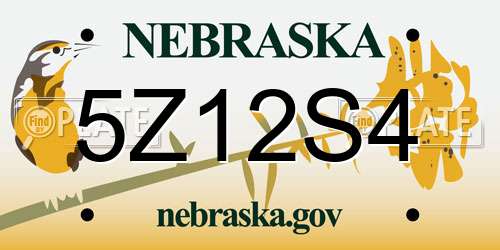 5Z12S4 Nebraska License Plate