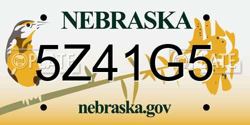 5Z41G5 Nebraska License Plate