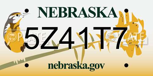 5Z41T7 Nebraska License Plate