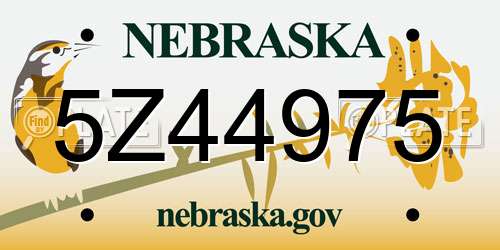 5Z44975 Nebraska License Plate