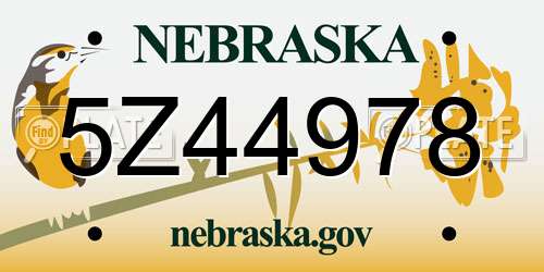 5Z44978 Nebraska License Plate