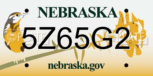 5Z65G2 Nebraska License Plate