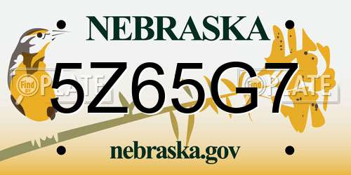 5Z65G7 Nebraska License Plate