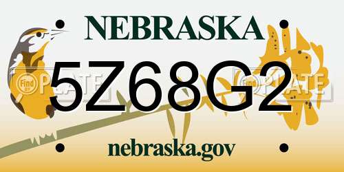 5Z68G2 Nebraska License Plate