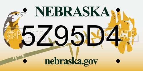 5Z95D4 Nebraska License Plate