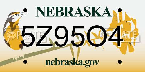 5Z95O4 Nebraska License Plate