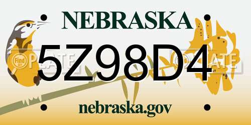5Z98D4 Nebraska License Plate