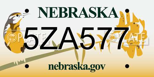 5ZA577 Nebraska License Plate