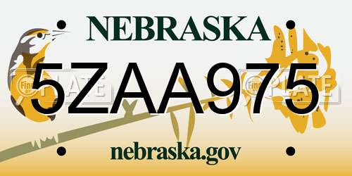 5ZAA975 Nebraska License Plate