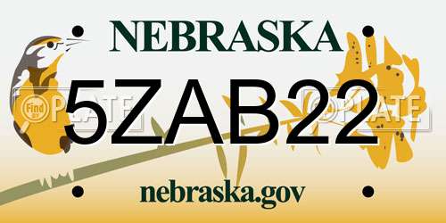 5ZAB22 Nebraska License Plate