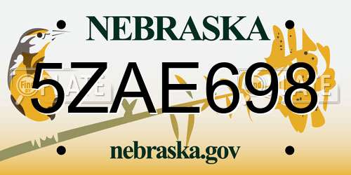 5ZAE698 Nebraska License Plate