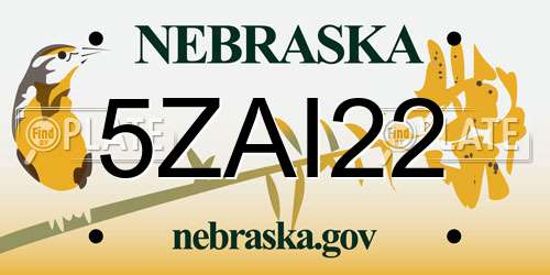5ZAI22 Nebraska License Plate