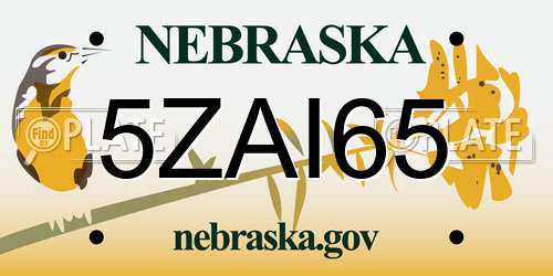 5ZAI65 Nebraska License Plate
