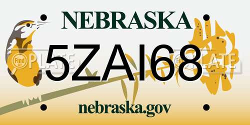5ZAI68 Nebraska License Plate