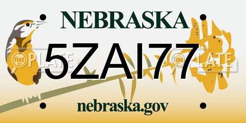 5ZAI77 Nebraska License Plate