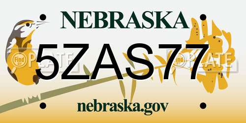 5ZAS77 Nebraska License Plate