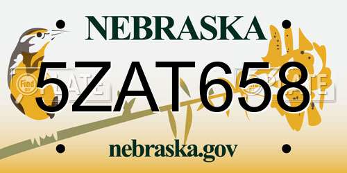 5ZAT658 Nebraska License Plate