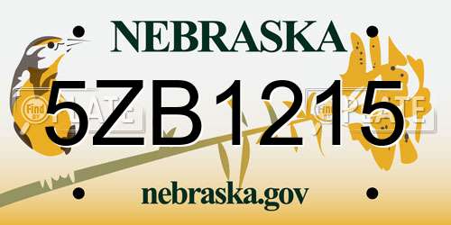 5ZB1215 Nebraska License Plate