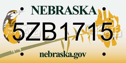 5ZB1715 Nebraska License Plate