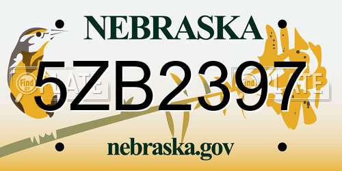 5ZB2397 Nebraska License Plate