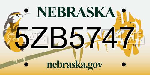 5ZB5747 Nebraska License Plate