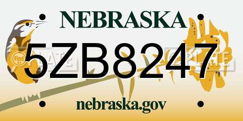 5ZB8247 Nebraska License Plate
