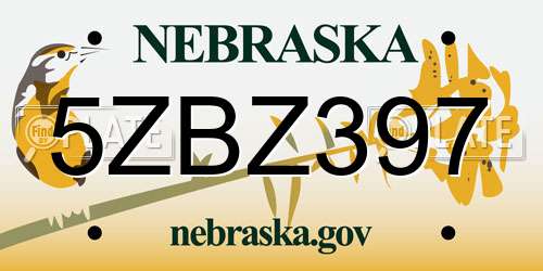 5ZBZ397 Nebraska License Plate