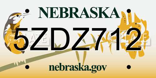 5ZDZ712 Nebraska License Plate